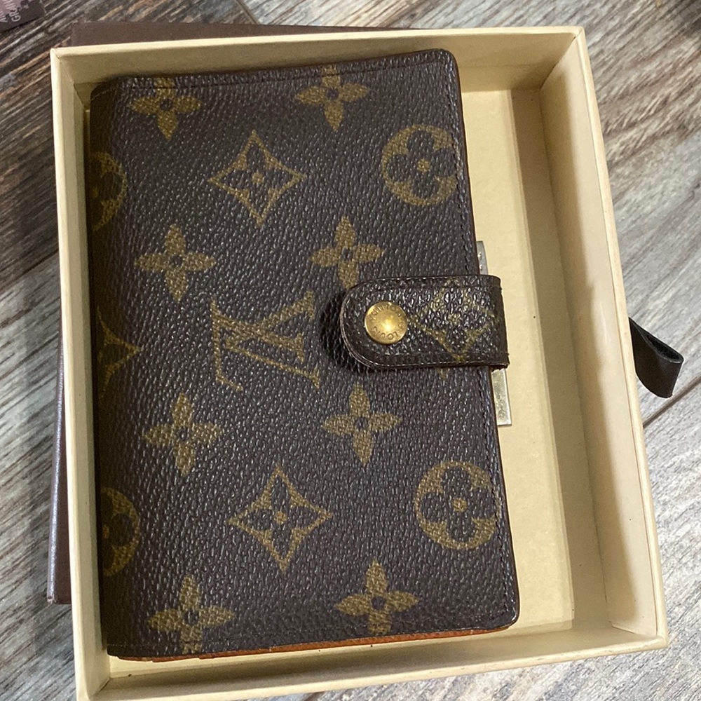 LOUIS VUITTON LV Viennois Kiss lock Vintage Wallet Coin Pouch Purse Canvas